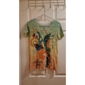2013 EPCOT Food & Wine Festival's Vneck Sz XL T-Shirt Juniors Thin Unique Green